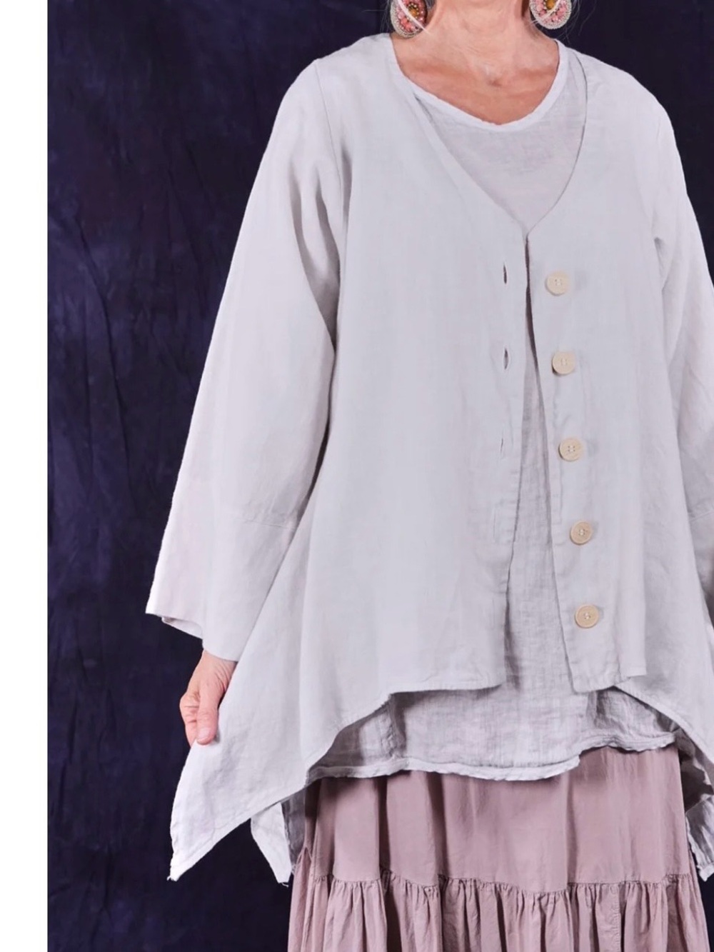 Blue Fish Clothing Basque Cardigan Color Dove Sz 2 NWOT